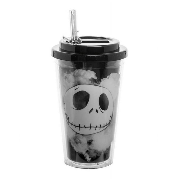 Disney Nightmare Before Christmas Jack Face Flip Straw Acrylic Cup, 16 oz.