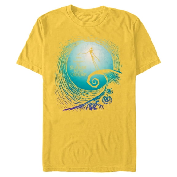 Disney Nightmare Before Christmas Jack Movie Logo - Short Sleeve Blended T-Shirt for Adults -Customized-Yellow