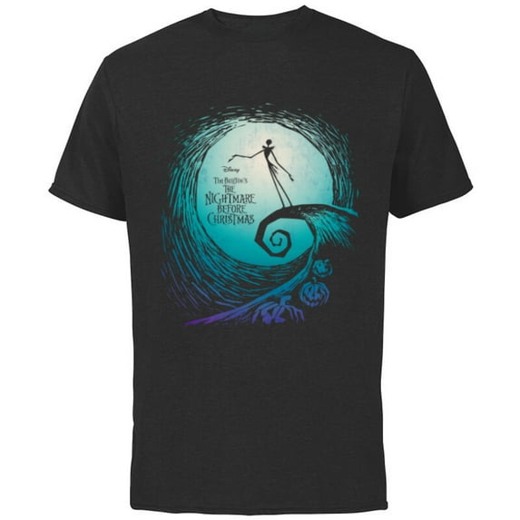 Disney Nightmare Before Christmas Jack Movie Logo - Short Sleeve Cotton T-Shirt for Adults -Customized-Black