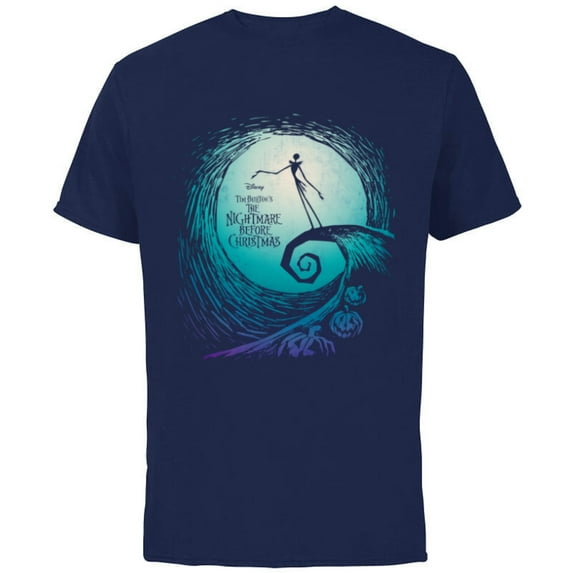 Disney Nightmare Before Christmas Jack Movie Logo - Short Sleeve Cotton T-Shirt for Adults -Customized-Navy