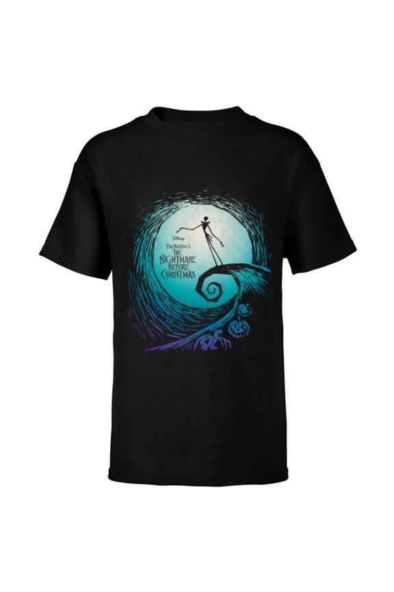 Disney Nightmare Before Christmas Jack Movie Logo - Short Sleeve T-Shirt for Kids -Customized-Black