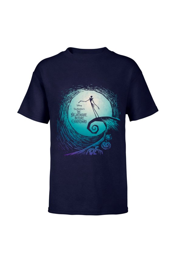 Disney Nightmare Before Christmas Jack Movie Logo - Short Sleeve T-Shirt for Kids -Customized-Navy