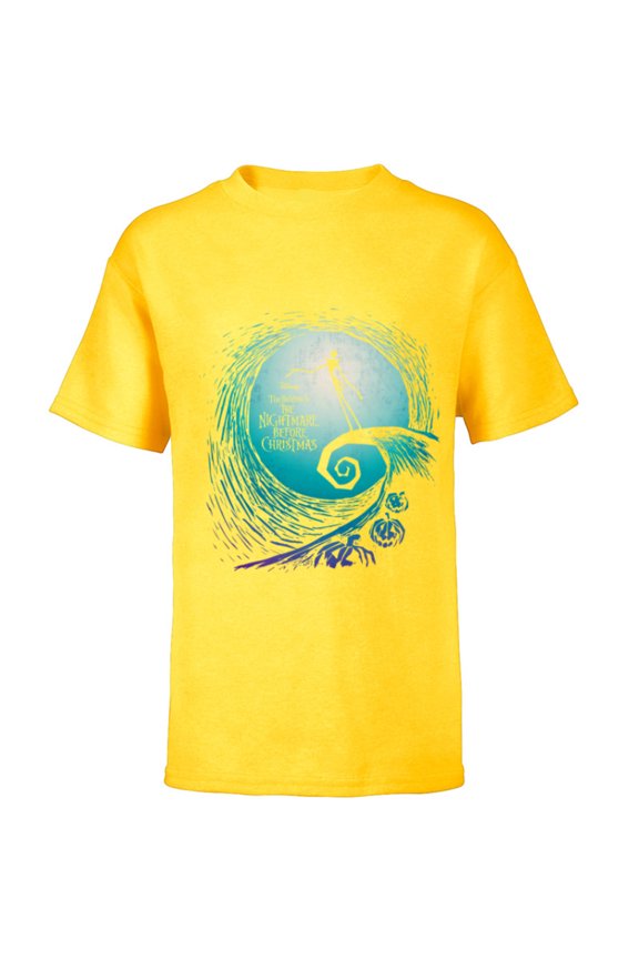 Disney Nightmare Before Christmas Jack Movie Logo - Short Sleeve T-Shirt for Kids -Customized-Yellow