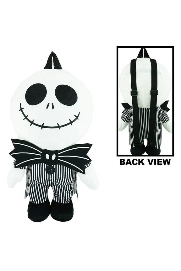 Nightmare Before Christmas "Jack" Plush Backpack, Male, 5.75" x 1" x 8", Black & White