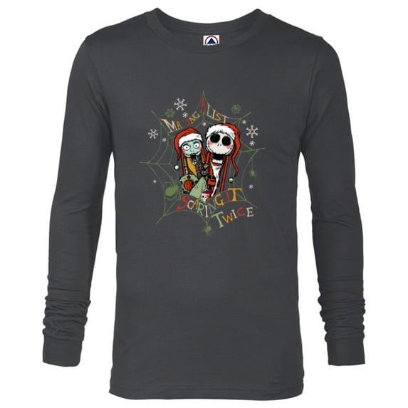 Disney Nightmare Before Christmas Jack Sally Making a List - Long Sleeve T-Shirt for Men - Customized-Charcoal Heather