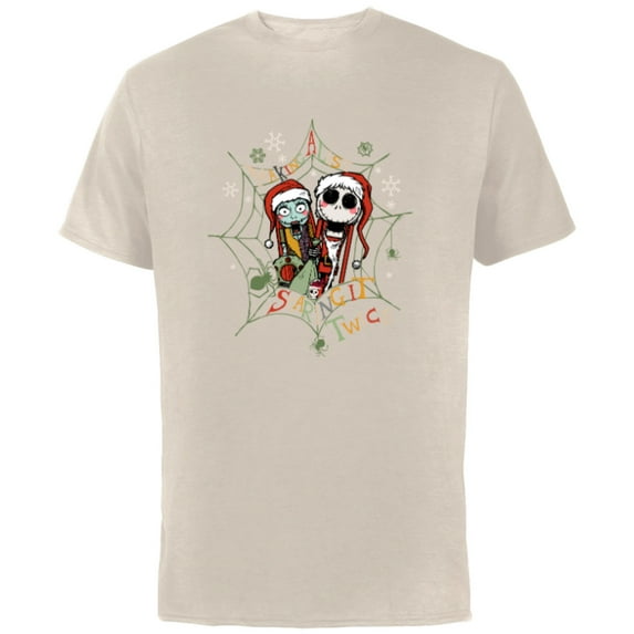 Disney Nightmare Before Christmas Jack Sally Making a List - Short Sleeve Cotton T-Shirt for Adults - Customized-Natural