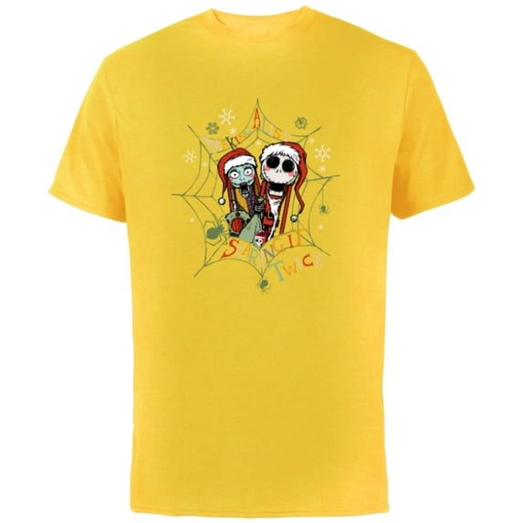 Disney Nightmare Before Christmas Jack Sally Making a List - Short Sleeve Cotton T-Shirt for Adults - Customized-Yellow