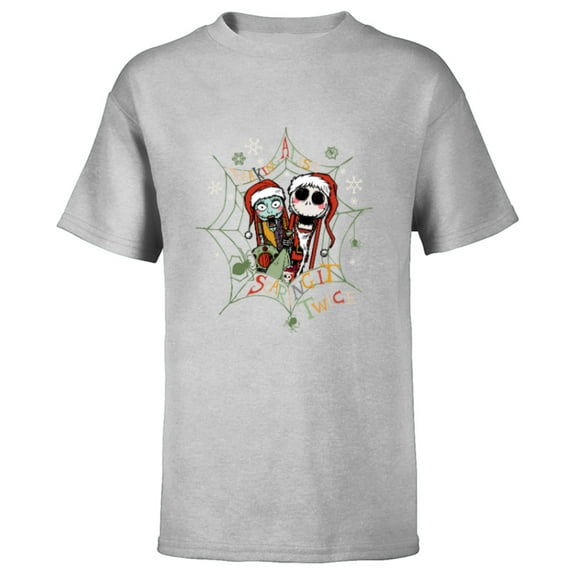 Disney Nightmare Before Christmas Jack Sally Making a List - Short Sleeve T-Shirt for Kids - Customized-Athletic Heather