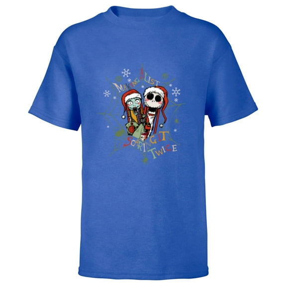Disney Nightmare Before Christmas Jack Sally Making a List - Short Sleeve T-Shirt for Kids - Customized-Royal