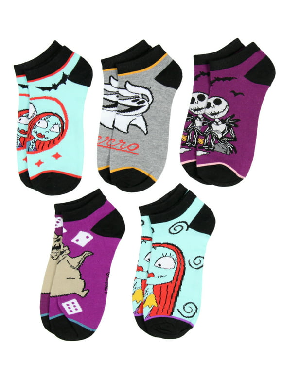 Disney Nightmare Before Christmas Jack Sally Zero Oogie Boogie Ankle Socks 5 PK