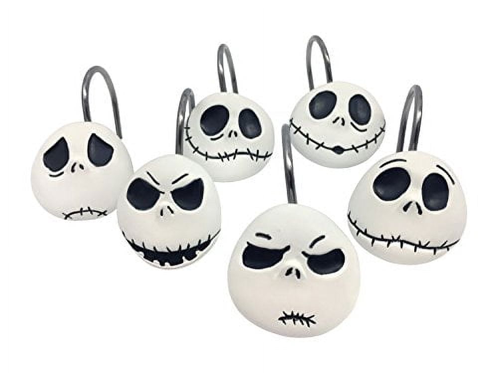 Disney Nightmare Before Christmas Jack Skellington 12-Piece Shower Curtain Hooks, Kids Bathroom