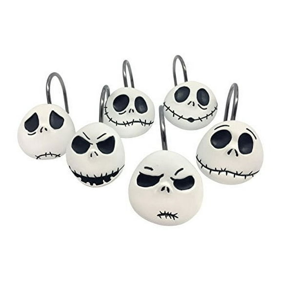 Disney Nightmare Before Christmas Jack Skellington 12-Piece Shower Curtain Hooks, Kids Bathroom