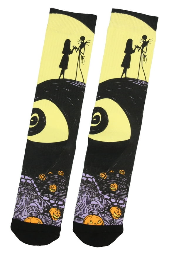 Nightmare Before Christmas Jack Skellington And Sally Adult Crew Socks 1 Pair