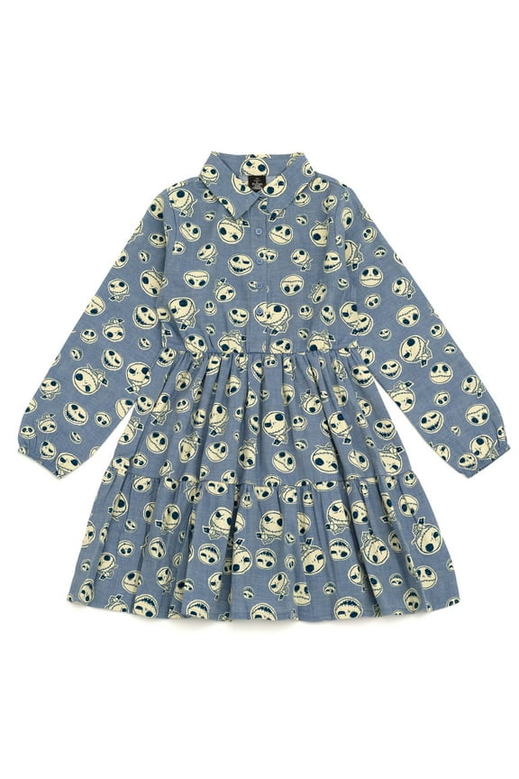 Nightmare Before Christmas Jack Skellington Chambray Dress Toddler to Big Kid
