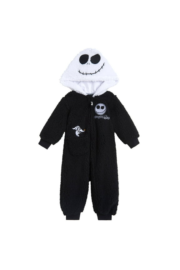 Nightmare Before Christmas Jack Skellington Cozy Sherpa Zip Up Cosplay Coverall Newborn to Infant
