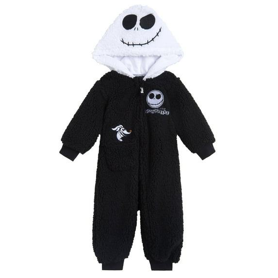 Disney Nightmare Before Christmas Jack Skellington Cozy Sherpa Zip Up Cosplay Coverall Newborn to Infant