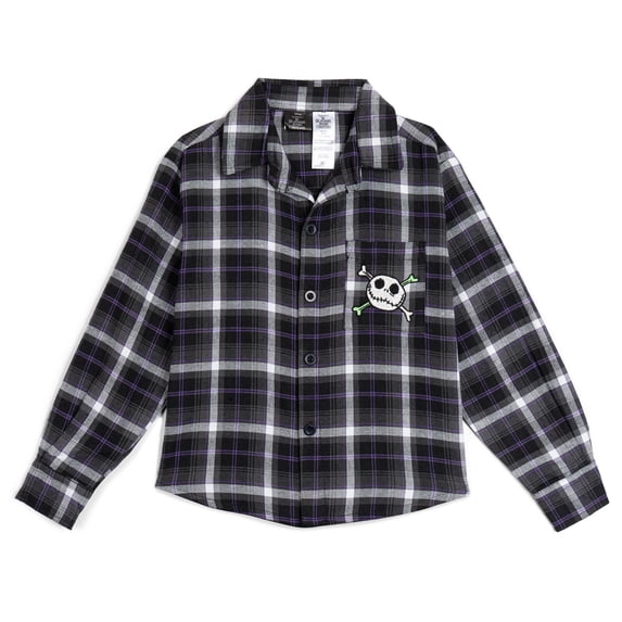 Disney Nightmare Before Christmas Toddler Boys' Long Sleeve Button Down Shirt Jack Skellington Black