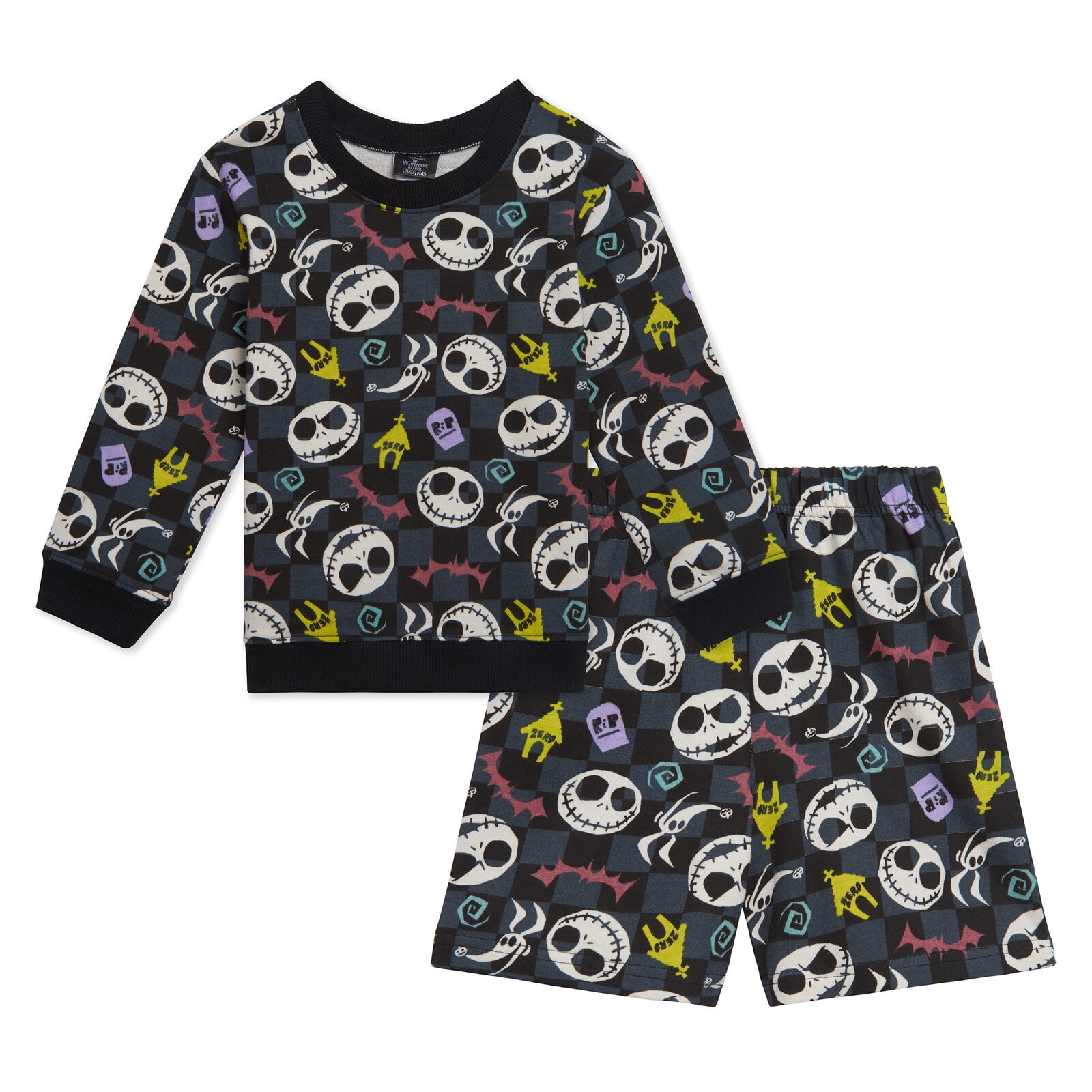 Disney Nightmare Before Christmas Jack Skellington French Terry Sweatshirt and Shorts Outfit Set Toddler to Big Kid