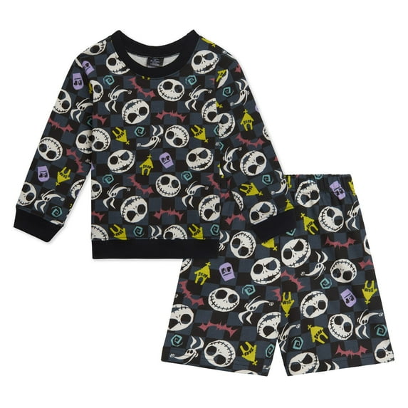 Disney Nightmare Before Christmas Jack Skellington French Terry Sweatshirt and Shorts Outfit Set Toddler to Big Kid