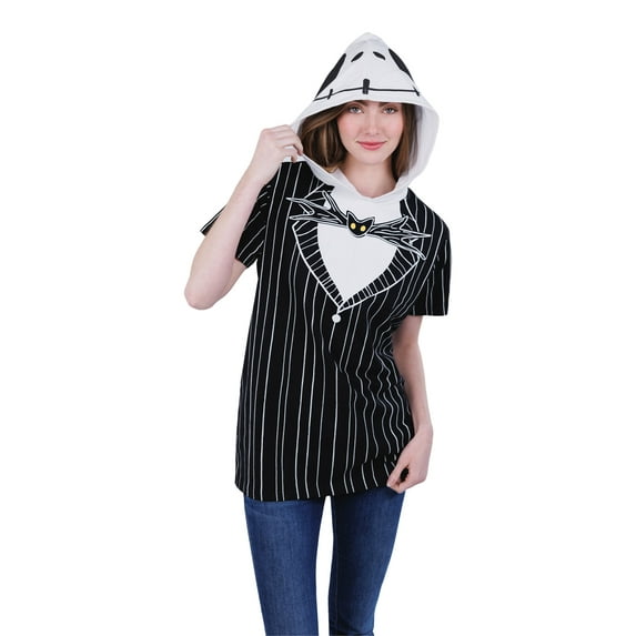 Disney Nightmare Before Christmas Jack Skellington Hooded Matching Family Cosplay T-Shirt Adult