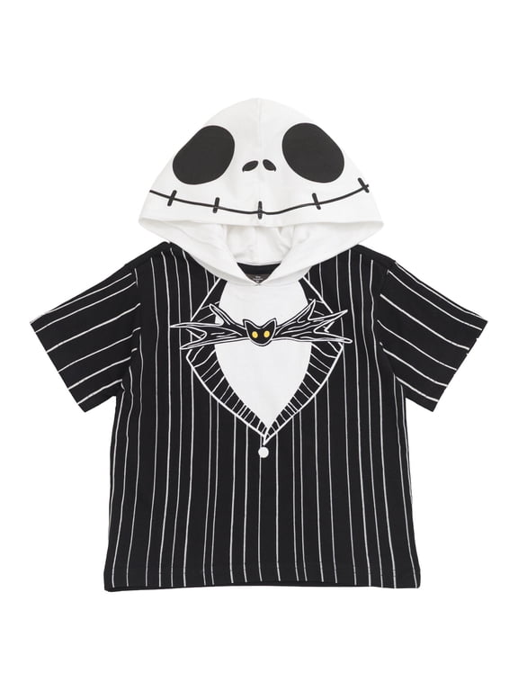 Nightmare Before Christmas Toddler Boys' Cosplay Short Sleeve Hooded T-Shirt Jack Skellington Suit