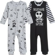 Disney Nightmare Before Christmas Jack Skellington Infant Baby Boys 2 Pack Zip Up Sleep N' Plays Newborn to Infant