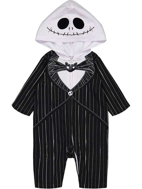 Nightmare Before Christmas Jack Skellington Infant Baby Boys Zip Up Costume Coverall Newborn to Little Kid