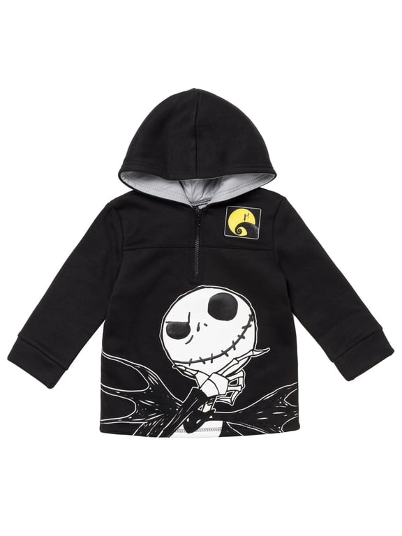 Nightmare Before Christmas Jack Skellington Little Boys Fleece Half Zip Hoodie Toddler to Big Kid