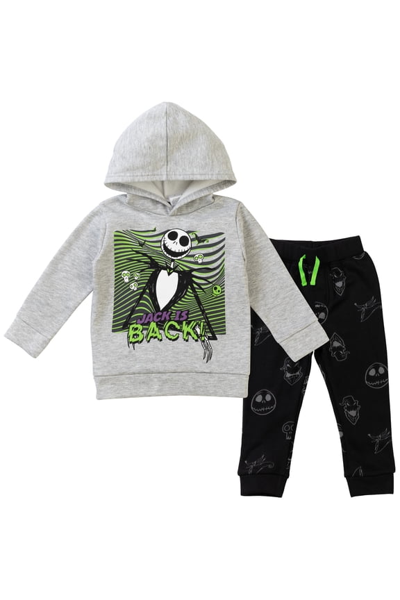 Disney Nightmare Before Christmas Jack Skellington Little Boys Fleece Hoodie and Pants Outfit Set Toddler to Big Kid