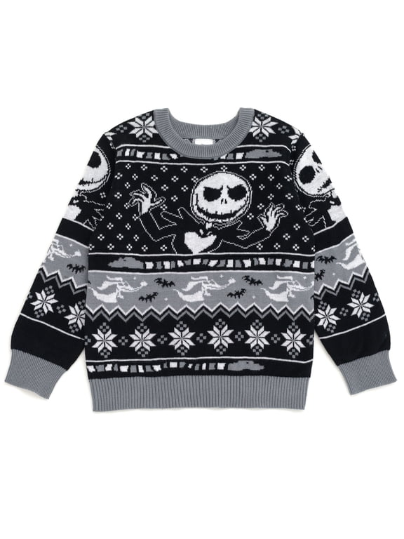 Nightmare Before Christmas Toddler Boys' Holiday Sweater Jack and Zero Black