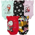 thumbnail image 1 of Disney Nightmare Before Christmas Jack Skellington Sally Infant Baby Girls 5 Pack Cuddly Short Sleeve Bodysuits Multicolor 24 Months, 1 of 5