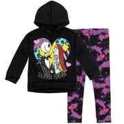 Disney Nightmare Before Christmas Jack Skellington Sally Toddler Girls Fleece Hoodie and Leggings Outfit Set Toddler to Big Kid