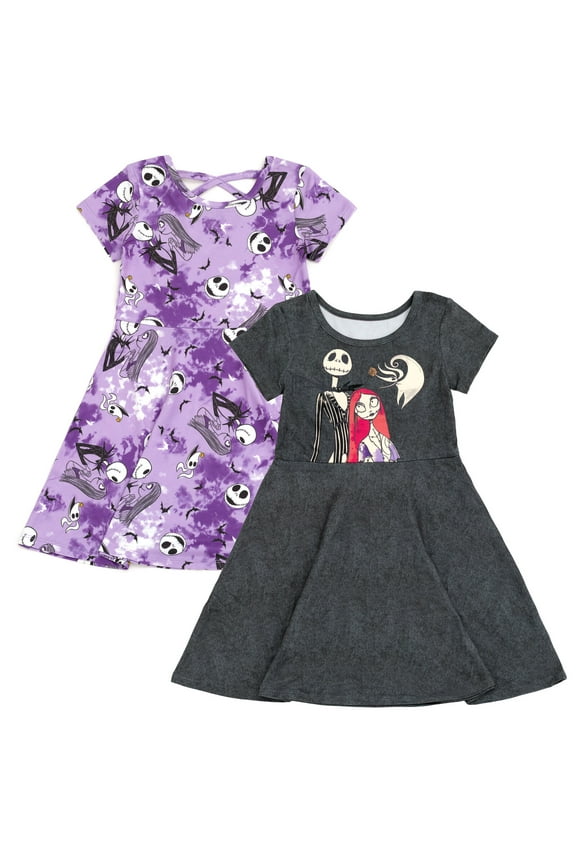 Nightmare Before Christmas Jack Skellington Sally Zero 2 Pack Skater Dresses Toddler to Big Kid