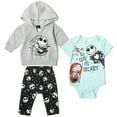 thumbnail image 1 of Disney Nightmare Before Christmas Jack Skellington Sally Zero Fleece Pullover Hoodie Bodysuit and Pants 3 Piece Outfit Set Newborn to Infant, 1 of 5