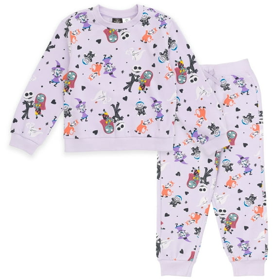Disney Nightmare Before Christmas Jack Skellington Sally Zero Fleece Pullover Sweatshirt and Jogger Pants Outfit Set Toddler to Big Kid
