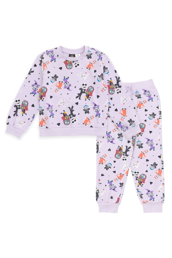 Nightmare Before Christmas Jack Skellington Sally Zero Fleece Pullover Sweatshirt and Jogger Pants Outfit Set Toddler to Big Kid