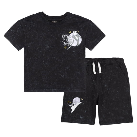 Disney Nightmare Before Christmas Jack Skellington Sally Zero French Terry T-Shirt and Shorts Outfit Set Toddler to Big Kid