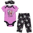 thumbnail image 1 of Disney Nightmare Before Christmas Jack Skellington Sally Zero Infant Baby Girls Bodysuit Pants and Headband 3 Piece Outfit Set Newborn to Infant, 1 of 5
