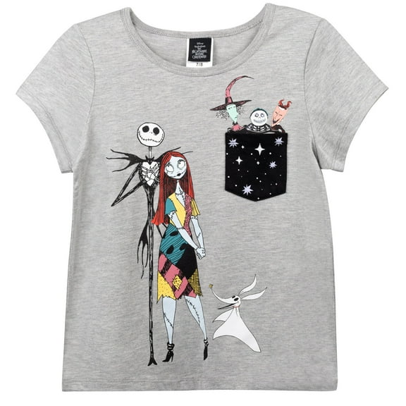 Disney Nightmare Before Christmas Jack Skellington Sally Zero Little Girls T-Shirt Toddler to Big Kid