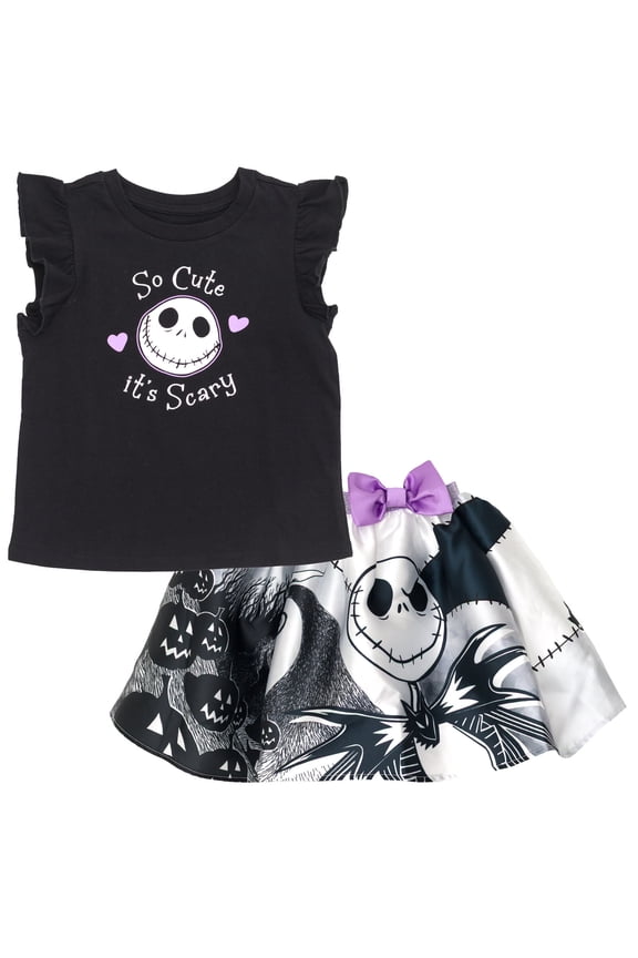 Nightmare Before Christmas Jack Skellington Tank Top and Satin Skirt Toddler to Big Kid