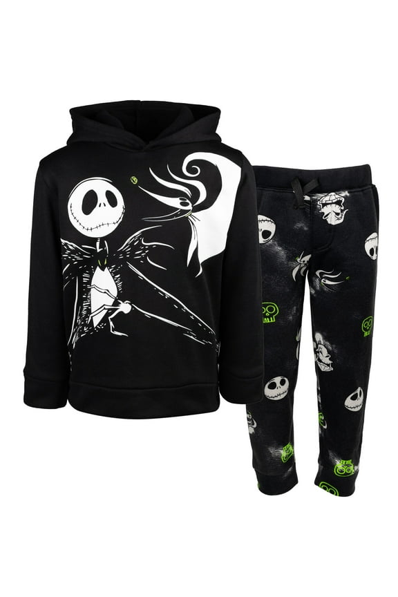 Nightmare Before Christmas Jack Skellington Toddler Boys Fleece Pullover Hoodie and Pants Outfit Set Toddler to Big Kid
