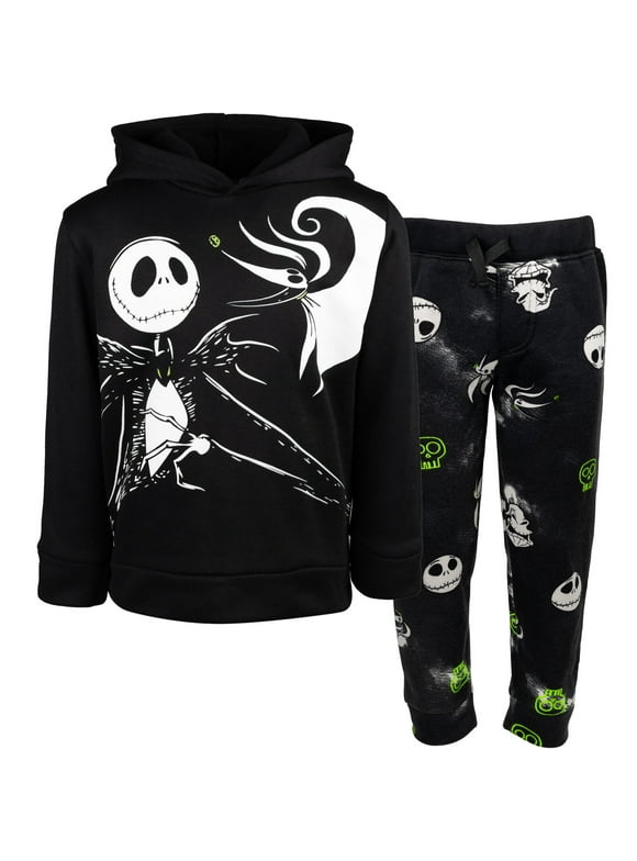Nightmare Before Christmas Jack Skellington Toddler Boys Fleece Pullover Hoodie and Pants Outfit Set Toddler to Big Kid