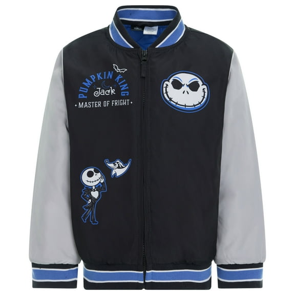 Disney Nightmare Before Christmas Jack Skellington Zero Varsity Zip Up Bomber Jacket Toddler to Big Kid