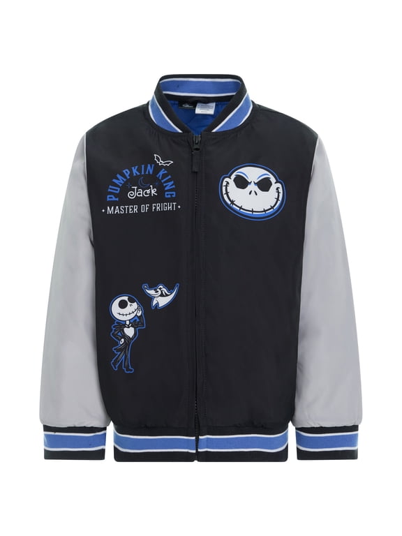 Nightmare Before Christmas Toddler Boys' Varsity Bomber Jacket Black Grey Jack
