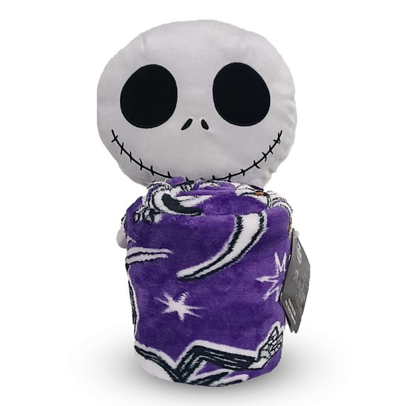 Disney Nightmare Before Christmas Jack Smackdown Silk Touch Throw Blanket with Plush Hugger, 40x50 inches