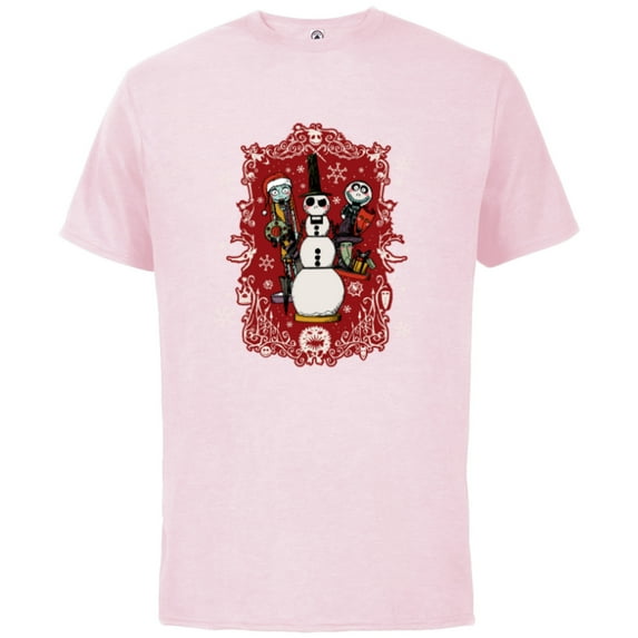 Disney Nightmare Before Christmas Jack Snowman Nutcracker - Short Sleeve Cotton T-Shirt for Adults - Customized-Soft Pink