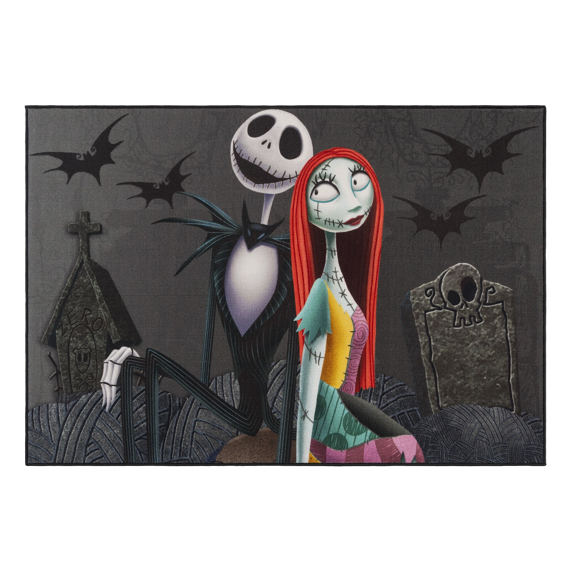 Disney Nightmare Before Christmas Jack and Sally Digital Printed Youth Indoor Area Rug, 54"x78"