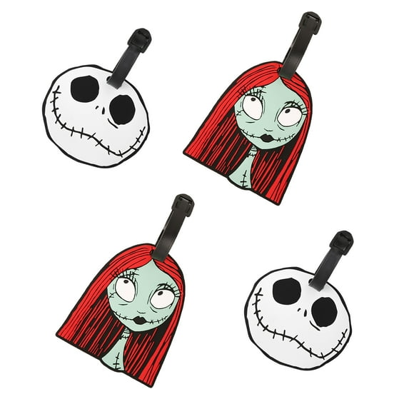 Disney Nightmare Before Christmas Jack and Sally Multi-Color Luggage Tag Set, 4 Pieces