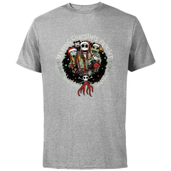 Disney Nightmare Before Christmas Making Christmas FRIGHT - Short Sleeve Cotton T-Shirt for Adults - Customized-Athletic Heather