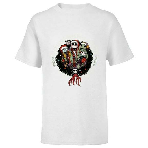 Disney Nightmare Before Christmas Making Christmas FRIGHT - Short Sleeve T-Shirt for Kids - Customized-White